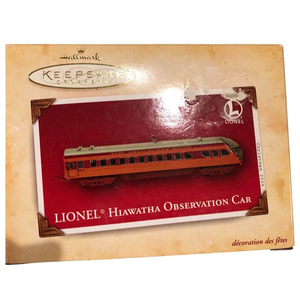 Vintage 2004 Lionel Train Hiawatha Observation Car Die Cast Metal Ornament NIB